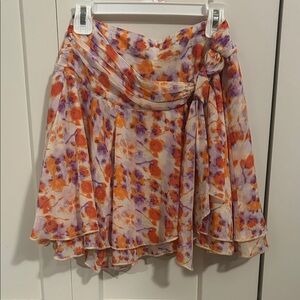 Aerie Asymmetrical Skirt in Orange and Purple Floral